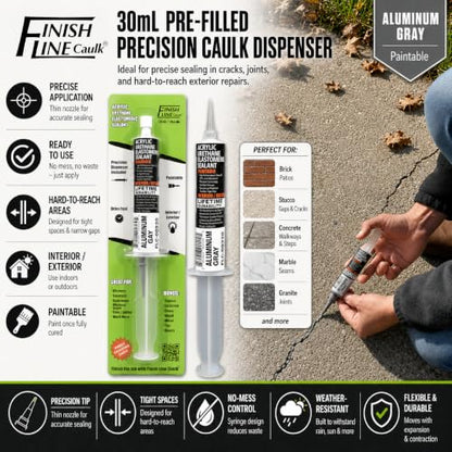 30mL Pre-Filled Precision Caulk Applicator Gray, 1-Pack - color: Aluminum Gray