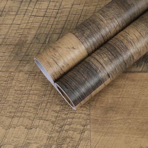 CHIHUT Removable Dark Wood Butcher Block Contact Paper Waterproof Self Adhesive Wood Wallpaper Textured Rustic Wood Grain Vinyl Wrap 12in x 100in for Countertops Cabinets Furniture Table Desk Cover - size: 12" x 100"