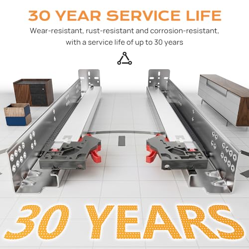18” Undermount Drawer Slides Soft Close 100 lbs with Bracket 1 Pair - color: 1 Pair, size: 18 Inch