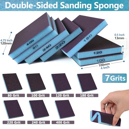 18 Pack Wet Dry Sanding Sponge Set, Mix Grit Foam Blocks Sandpaper - style: Mix Grit