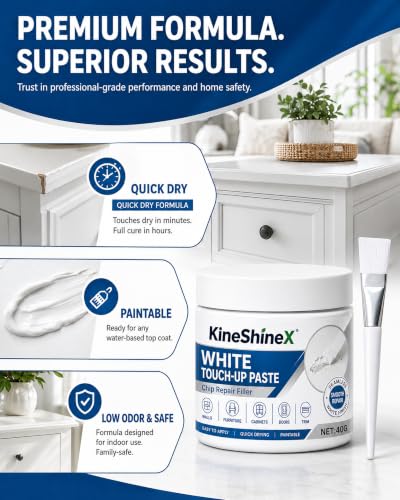White Furniture Touch-Up Paste,White Paint for Furniture and Floor,40g
