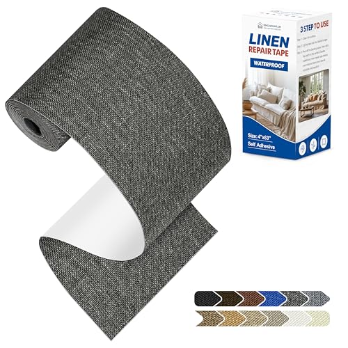 KING MOUNTAIN Linen Repair Patches, Self-Adhesive Fabric Patches, 4 X 63 inch Extra Size, Multi Color, Can be Used for Sofa Repair (Dark Grey2.0) - color: Dark Grey 2.0, size: 4" Wx 63"L