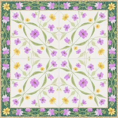 HOMETITUTE Floral Medallion Floor 12x12 Vinyl Tile - color: Blue, Purple
