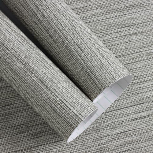 Grasscloth Peel and Stick Wallpaper Faux Linen 17.3in x 393.7in - color: Gray Green, size: 17.3inch × 393.7inch