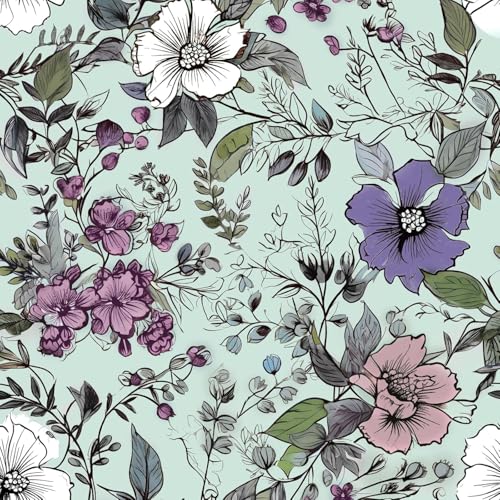 Danodoi Cyan Blue Floral Peel and Stick Wallpaper 17.5" x 393" - color: Light Green, size: 17.5" x 393"