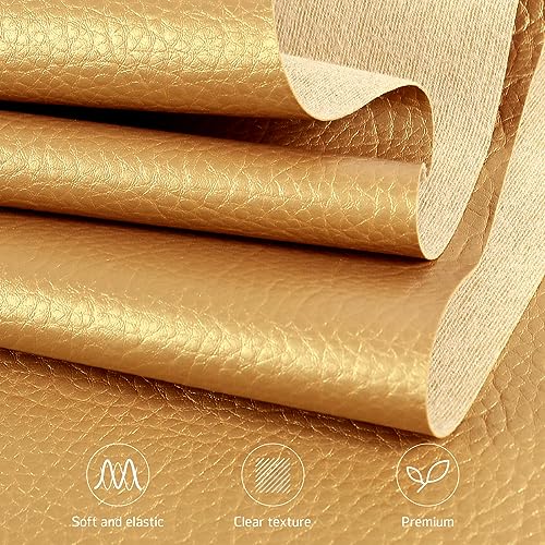 Marine Vinyl Upholstery Faux Leather Fabric, 1 Yard Gold - color: Gold, size: 1 Yard 55" x 36" (Pre-cut)