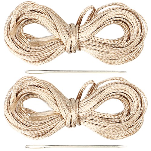 BELINOUS 2 Set Heavy Dudty Thread and Hand Needles (Beige) - color: Beige