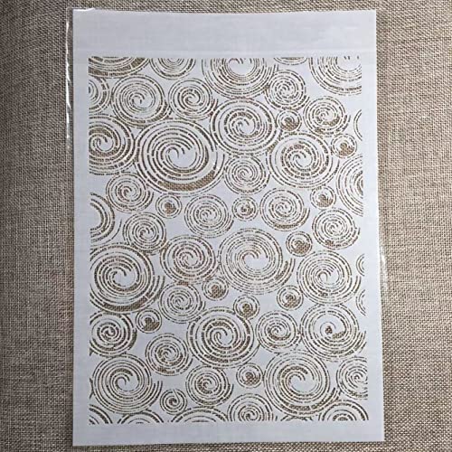 TIAMECH A4 Reusable Annual Ring Texture Stencil for Painting - style: Annual Ring