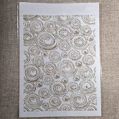 TIAMECH A4 Reusable Annual Ring Texture Stencil for Painting - style: Annual Ring