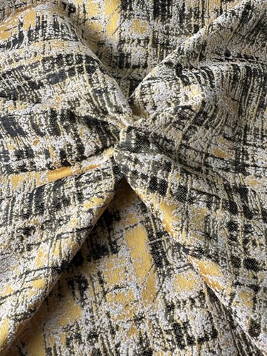 OctoRose Thick Linen Tweed Yellow, 1 Yard (36x110 inch) Upholstery Sewing Fabrics for Sofa, Futon, Box Cushion, Daybed Mattress, Bench, Ottoman Cut by The Yard (Tweed-Yellow, 1 Yard) - color: Tweed-yellow