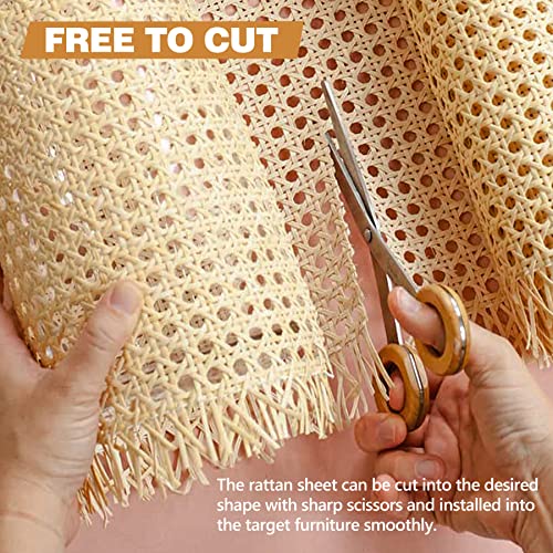 14" Width x 3.3 Feet Cane Rattan Webbing Roll for Caning Projects, Cane Webbing Sheet, Natural Pre-Woven Open Mesh Caning for Furniture Chair Cabinet Ceiling Bed Door - size: 14in W x 3.3ft L
