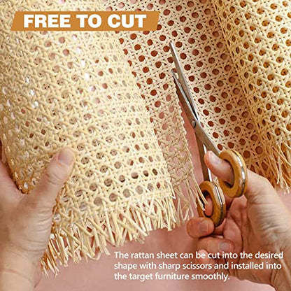 14" Width x 3.3 Feet Cane Rattan Webbing Roll for Caning Projects, Cane Webbing Sheet, Natural Pre-Woven Open Mesh Caning for Furniture Chair Cabinet Ceiling Bed Door - size: 14in W x 3.3ft L