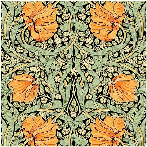 HAOKHOME William Morris Style Peel and Stick Wallpaper Art Deco Wall Paper - color: Green/Yellow/Black, size: S: 17.3in x 9.8ft