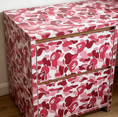 Pink Camouflage Contact Paper, Self-Adhesive Vinyl, 17.7x78 Inches - size: 17.7" x 78"