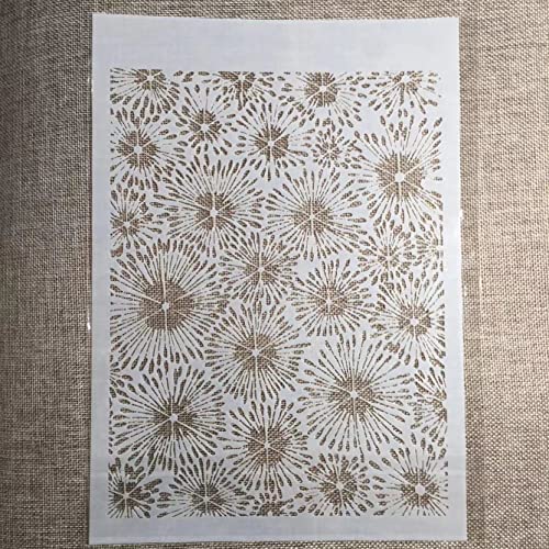 TIAMECH A4 Reusable Firework Stencil for Painting - style: Firework Flowers