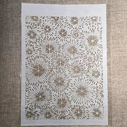 TIAMECH A4 Reusable Firework Stencil for Painting - style: Firework Flowers