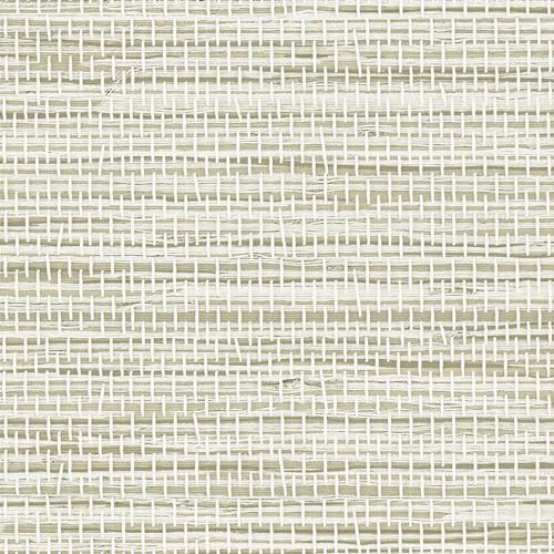 JiffDiff Grasscloth Wallpaper Peel and Stick Cream Grassweave Peel & Stick Wallpaper Textured Wallpaper Contact Paper 17.3"x118" - color: Beige, size: 17.3" x 118"