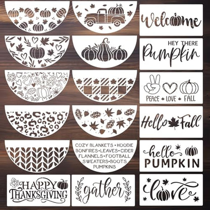 Fall Stencils for Painting on Wood Half Circle Stencils for Crafts Reusable
