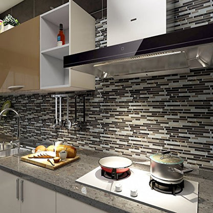 Art3d Peel and Stick Stone Wall Tile, 11.8" x 11.8", 10-Sheet, Brown Marble - color: Brown Marlbe