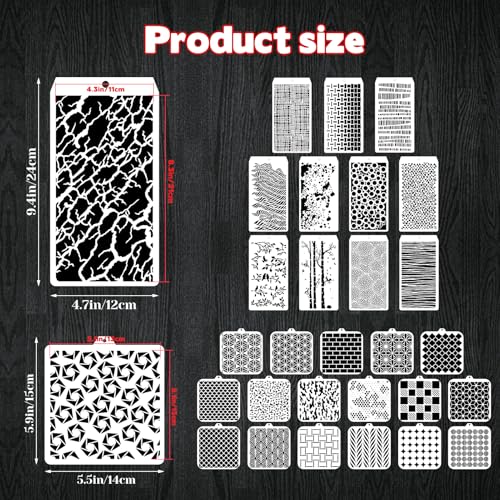 30 Pcs Abstract Layering Stencils - Mixed Media Spray Paint Stencils, Reusable Geometric Christmas Painting Templates for Wall & Canvas