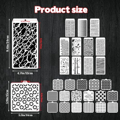 30 Pcs Abstract Layering Stencils - Mixed Media Spray Paint Stencils, Reusable Geometric Christmas Painting Templates for Wall & Canvas