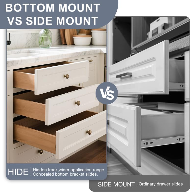 1 Pairs 18 Inch Soft Close Undermount (Bottom Mount) Drawer Slides,Concealed Drawer Runners with Mounting Screws,Locking Device and Brackets 85 lb Load Capacity 18" 2pcs - size: 18 Inch