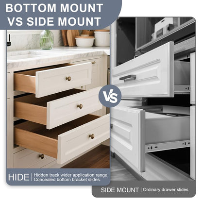 1 Pairs 18 Inch Soft Close Undermount (Bottom Mount) Drawer Slides,Concealed Drawer Runners with Mounting Screws,Locking Device and Brackets 85 lb Load Capacity 18" 2pcs - size: 18 Inch