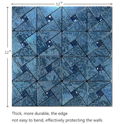 10 Sheets Peel and Stick Backsplash Tile, Self-Adhesive Mosaic Tile, Stick on Kitchen, Bathroom Vanities, Fireplace Décor, Laundry Table (10, Lasing Bronze) (10, Blue) - color: Blue