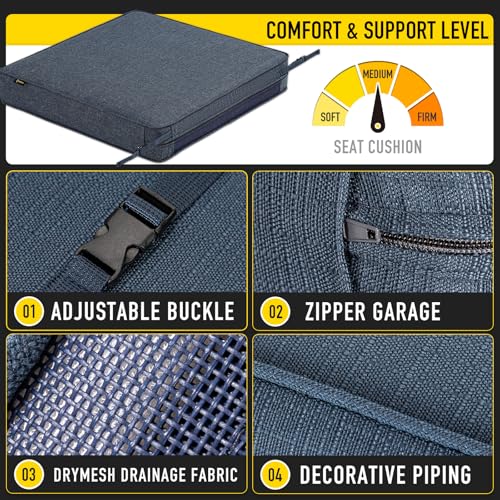 SUNROX DryFast Foam Outdoor Patio Chair Cushions with DryMesh Drainage, All-Weather FadeShield Water Resistant Patio Furniture Cushions 24"x24"x4", 4 Pack Heather Indigo - color: Heather Indigo, size: 24x24 Inch (Pack of 4)