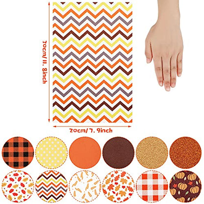 Frienda 12 Pcs Thanksgiving Fall Faux Leather Sheets Fall Leaves Pumpkin