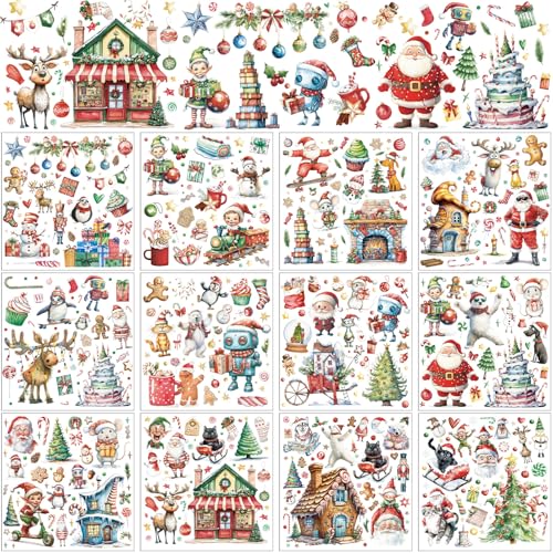 BBTO 12 Sheets Christmas Rub on Transfers for Crafts - style: Joyous