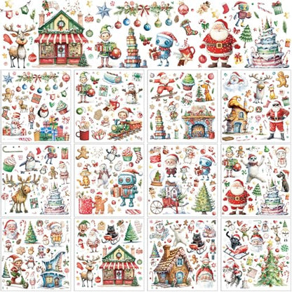 BBTO 12 Sheets Christmas Rub on Transfers for Crafts - style: Joyous