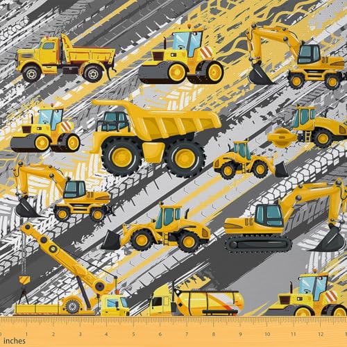 Feelyou Construction Car Fabric by The Yard Soft 1 Yards - color: Multi 03, size: 1 Yard