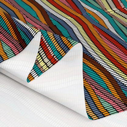 Feelyou Boho Polyester Fabric by The Yard Wavy Embroidered Waves 2 Yards - color: Rainbow, size: 2 Yards