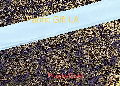Damask Tapestry Chenille Fabric - Upholstery Fabric, 60" Width - Sold by The Yard (Purple/Gold) - color: Purple/Gold