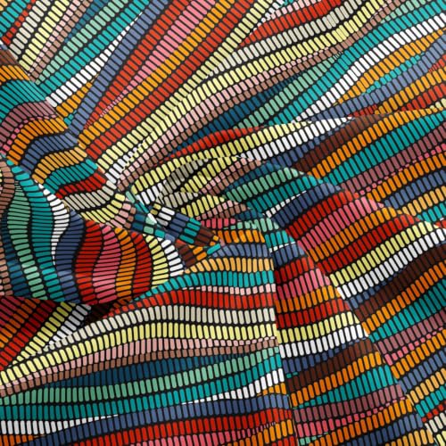 Feelyou Boho Polyester Fabric by The Yard Wavy Embroidered Waves 3 Yards - color: Rainbow, size: 3 Yards