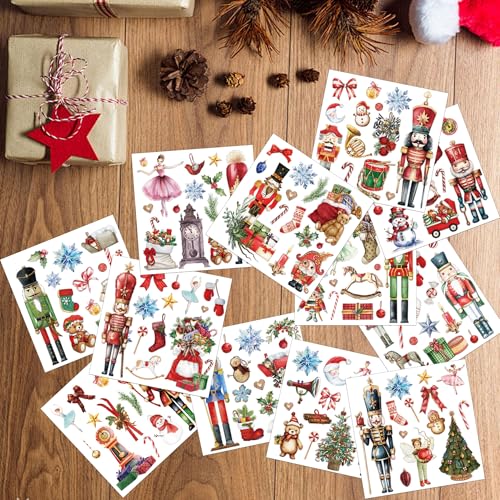 12 Pcs Christmas Rub-On Transfers for Furniture & Crafts, 6 x 6 Inch - style: Nutcracker