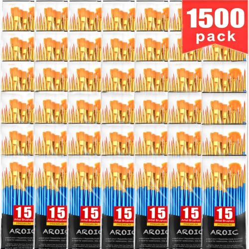 AROIC Acrylic Paint Brush Set, 100 Packs / 1500Pcs Nylon Hair Paint Brushes - size: 1500pcs-blue