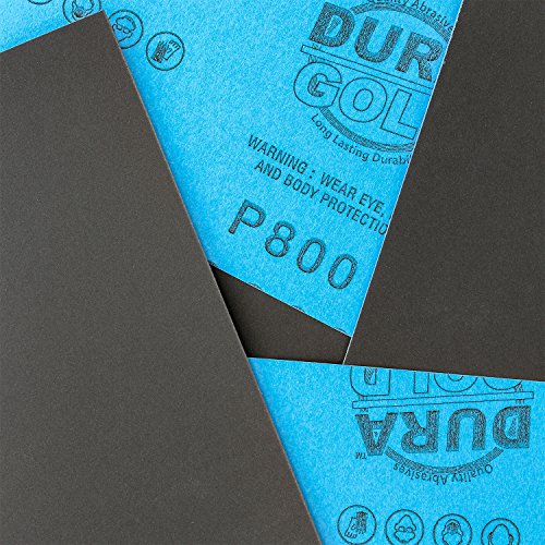 Dura-Gold 5-1/2" x 9" Wet or Dry Sandpaper Sheets, 800 Grit, Box of 25 - size: 800-Grit
