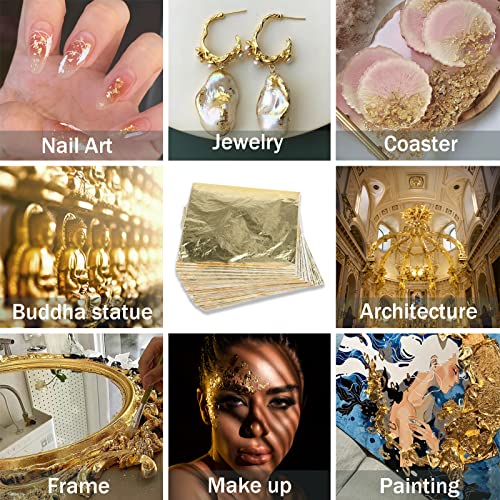 200Pcs Gold Leaf Sheets for Gilding, Art, Crafting, 5.5"x5.5" - size: 200pcs