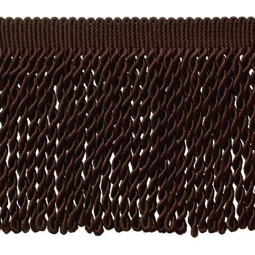 DÉCOPRO 6" (15cm) Basic Solid Collection Traditional Satiny Bullion Fringe Trim (Style# BFS6) Mocha Brown #D2 (Dark Chocolate Brown) Sold by The Yard (36"/3 ft/0.9m) - color: Mocha Brown #D2 (Dark Chocolate Brown), size: Sold By The Yard (36"/3 ft/0.9m)