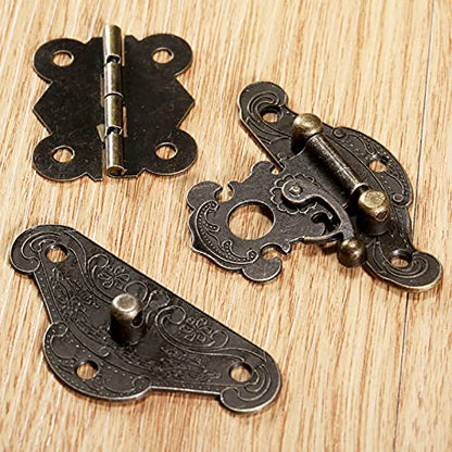 dophee Box Latch Hasps and 2Pcs Vintage Small Hinges with 14Pcs Screws