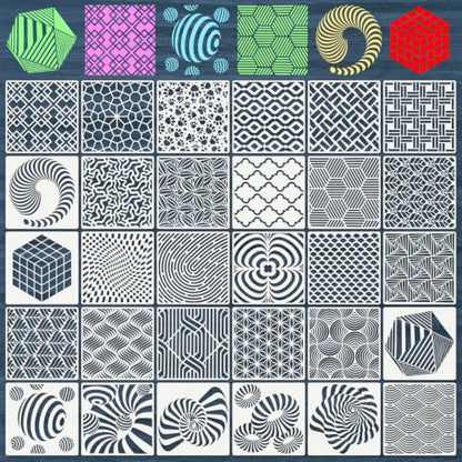 Geometric Texture Stencils for Crafts Reusable 30Pcs Stencils(6X6 Inch) - color: Texture 34