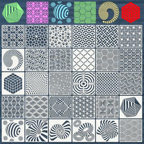 Geometric Texture Stencils for Crafts Reusable 30Pcs Stencils(6X6 Inch) - color: Texture 34