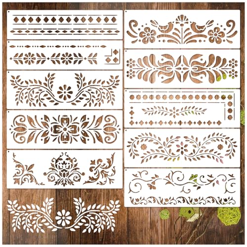Corner Border Stencils for Crafts Mexican Flower Furniture Stencils - style: border