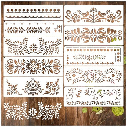 Corner Border Stencils for Crafts Mexican Flower Furniture Stencils - style: border