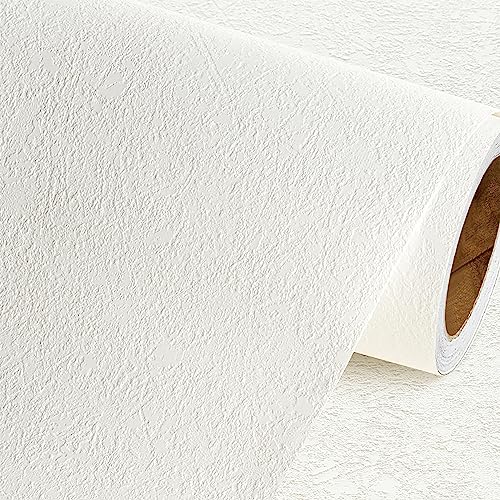 Livelynine White Textured Wallpaper Stick and Peel Modern 15.8x394 Self Adhesive Contact Paper for Walls Ceiling Bedroom Bathroom Waterproof Prepasted Texture Wall Paper Off White Cream Accent Vinyl - size: 394" x 15.8"