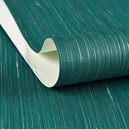 Haimin Grasscloth Wallpaper Textured 24inx393in Fabric Contact Paper - color: Green