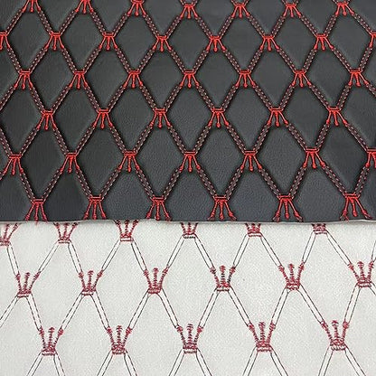 Quilted Foam Vinyl Fabric King Crown Classic Pattern with 0.23" Sponge Backing, 59" W × 39" L Faux Leather Fabric for Car Headliner, Furniture Upholstery,Diamond 2" x 3" (King Crown) - color: King Crown