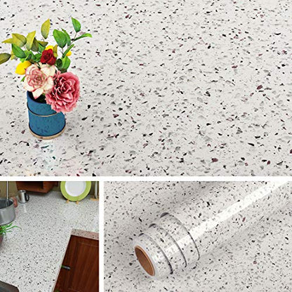 Livelynine 15.8X197 Kitchen Granite Countertop Contact Paper Waterproof Marble Peel and Stick Countertops for Bathroom Counter Top Vinyl Wrap Desk Covers Self Adhesive Wallpaper for Cabinets Counters - size: 15.8" x 197"